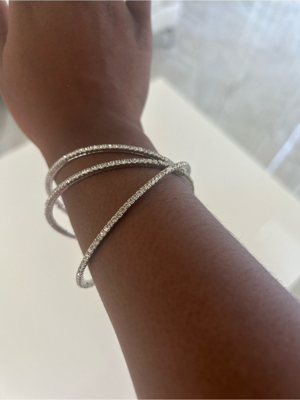 Silver Crystal Wrap Bangle Bracelets (3) - Women Jewelry